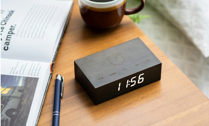 Flip Click Clock Gingko Zwart / wit licht
