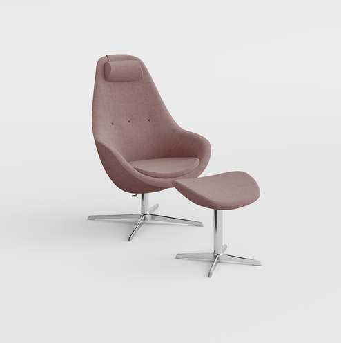 Chrome voet, stof Re-wool Rose 648