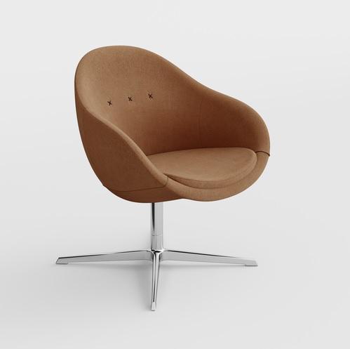 Chrome voet, stof Re-wool Orange 568, stiksels zwart