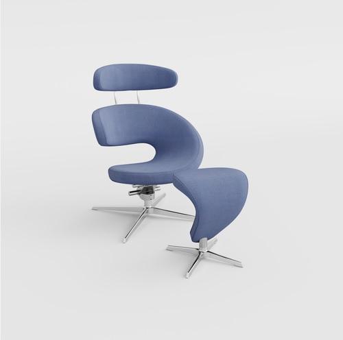 Chrome voet, stof Re-wool Blue 758