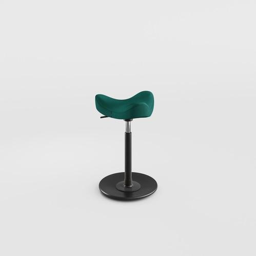 Zwart gelakte voet, stof Reflect Green 984