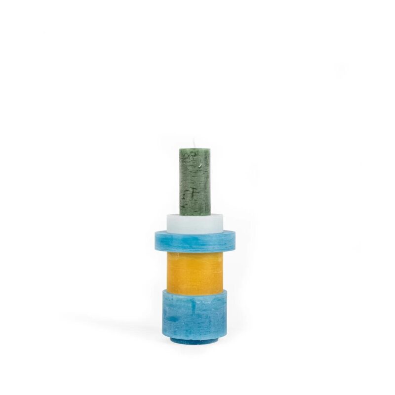Stapelkaars 03 geel & blauw - Afbeelding 4