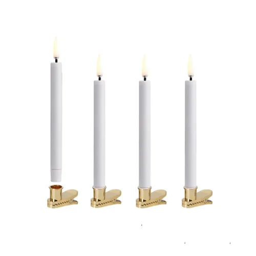 Set van 4 Led kerstkaarsen met gouden clip