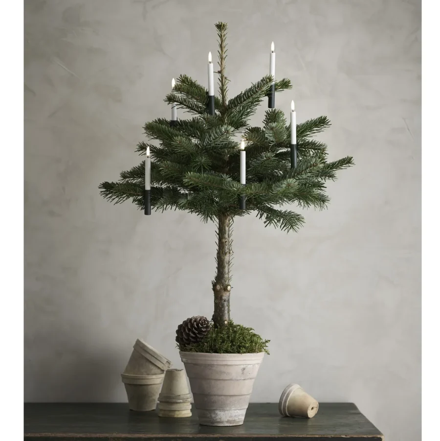 Set van 9 Led kerstkaarsen met groene klips - Afbeelding 3