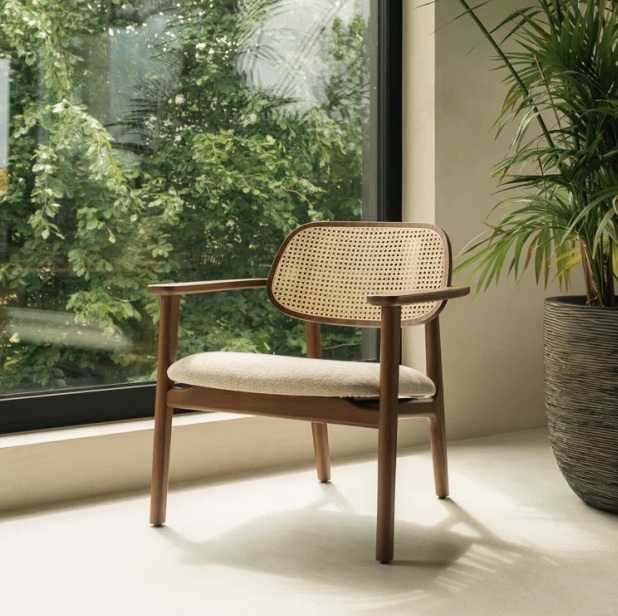Tobacco Stained Beech, Lime white bouclé seat